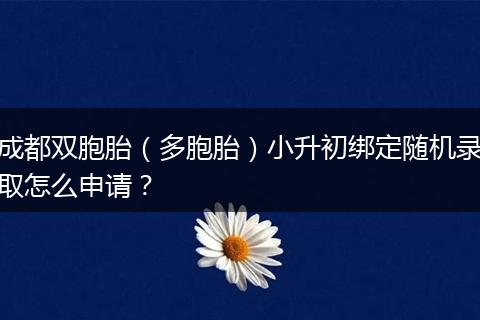 成都双胞胎（多胞胎）小升初绑定随机录取怎么申请？