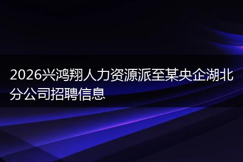 2026兴鸿翔人力资源派至某央企湖北分公司招聘信息
