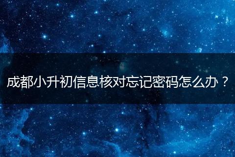 成都小升初信息核对忘记密码怎么办？