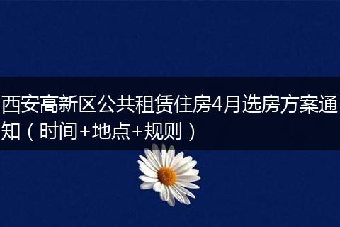 西安高新区公共租赁住房4月选房方案通知（时间+地点+规则）