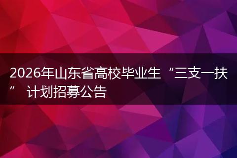 2026年山东省高校毕业生“三支一扶” 计划招募公告