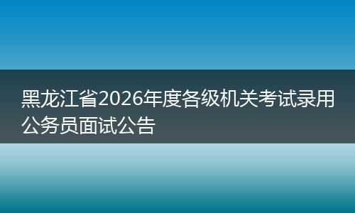 黑龙江省2026年度各级机关考试录用公务员面试公告