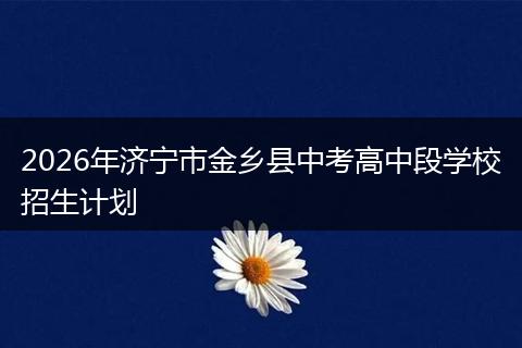 2026年济宁市金乡县中考高中段学校招生计划