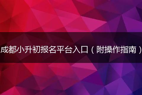 成都小升初报名平台入口（附操作指南）