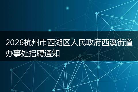 2026杭州市西湖区人民政府西溪街道办事处招聘通知