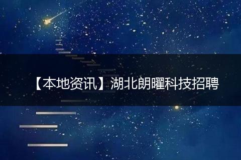 【本地资讯】湖北朗曜科技招聘