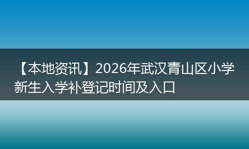 【本地资讯】2026年武汉青山区小学新生入学补登记时间及入口