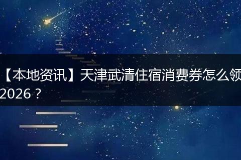 【本地资讯】天津武清住宿消费券怎么领2026？