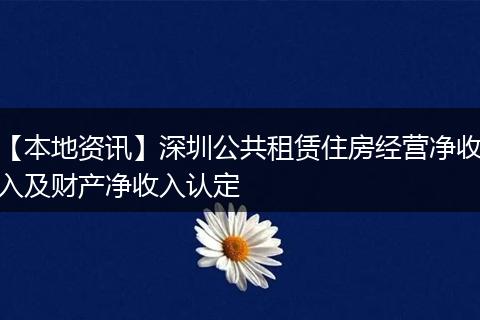 【本地资讯】深圳公共租赁住房经营净收入及财产净收入认定