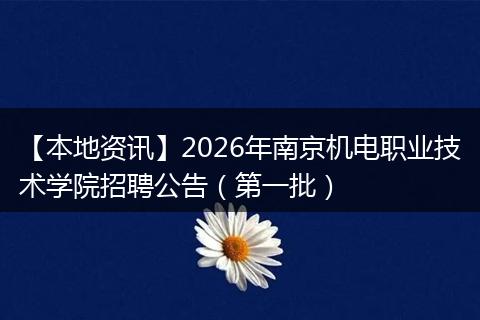 【本地资讯】2026年南京机电职业技术学院招聘公告（第一批）